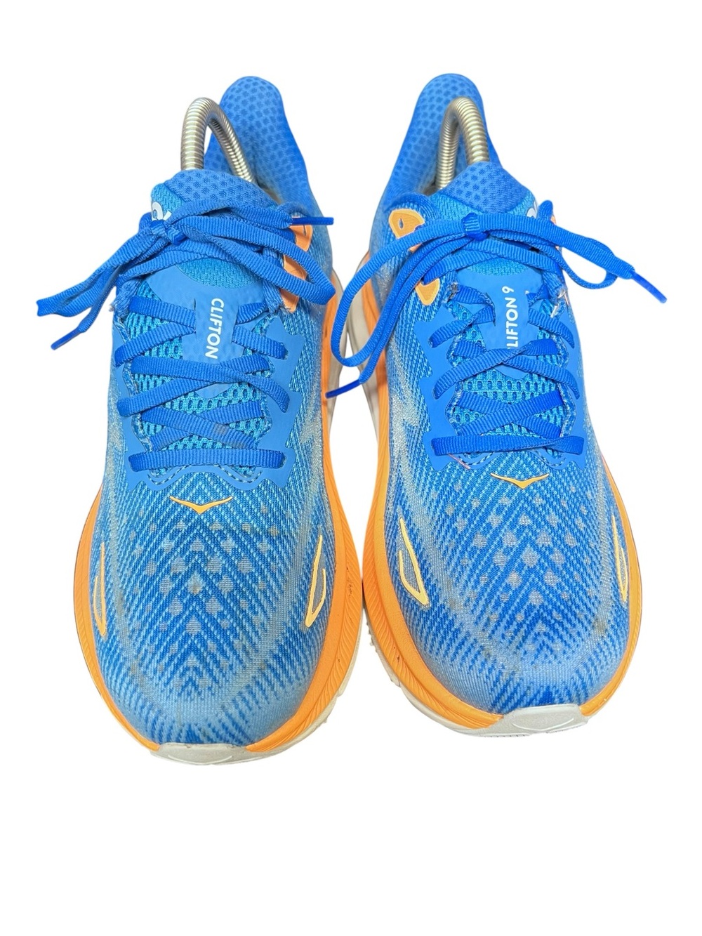 Hoka Clifton 9 Men size 8.5 D Athletic Shoes - Vivid Blue with Orange Accents - Picture 4 of 9